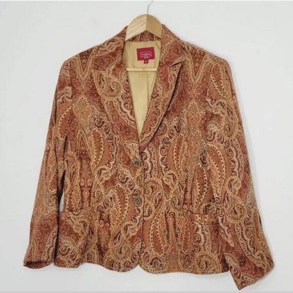 Vintage BOHO Haggar Tapestry blazer Paisley Button up Jacquard Blazer Jacket - Picture 5 of 16